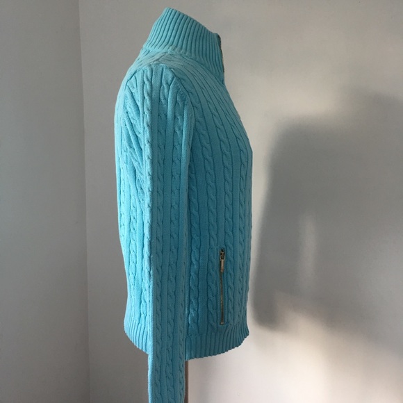 Lauren Ralph Lauren cable knit, gold zip cardigan - Picture 4 of 10